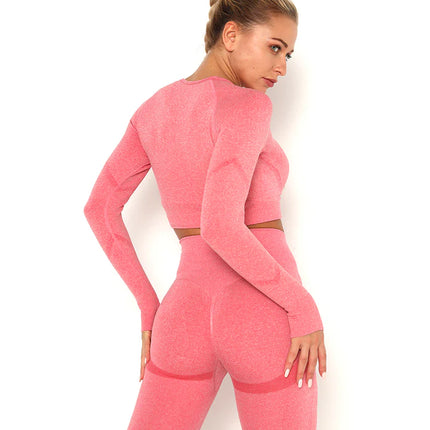 Apex | Long Sleeve Seamless Top – Bold Comfort with Feminine Edge - Light Coral