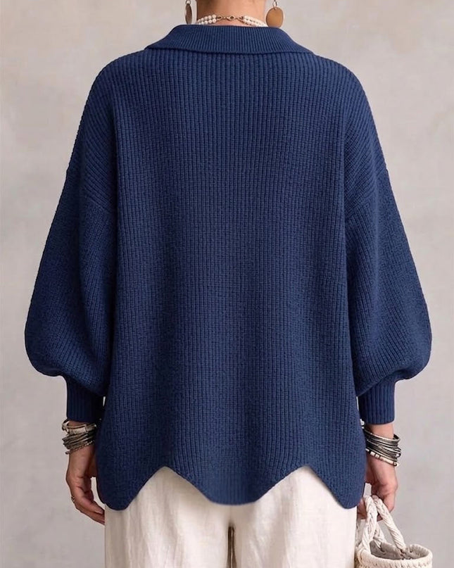 Eva | Oversized Collared Knit Cardigan