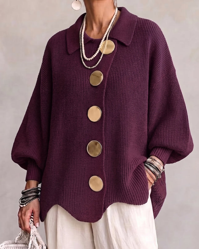 Eva | Oversized Collared Knit Cardigan