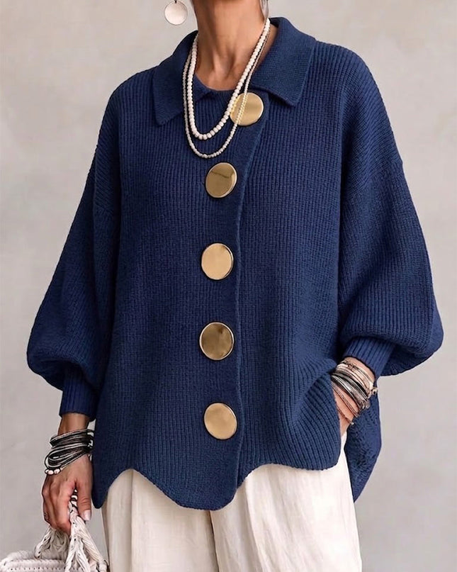Eva | Oversized Collared Knit Cardigan