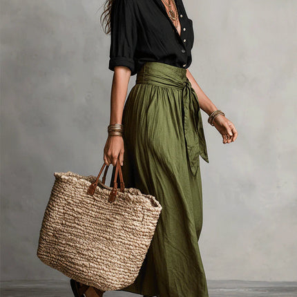 Felicity | Relaxed Fit Button-Up Shirt and Flowing Midi Skirt Set