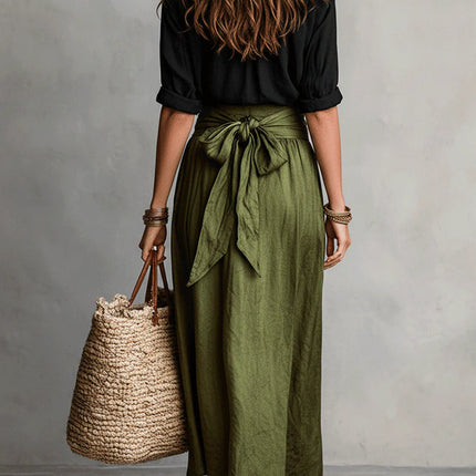 Felicity | Relaxed Fit Button-Up Shirt and Flowing Midi Skirt Set