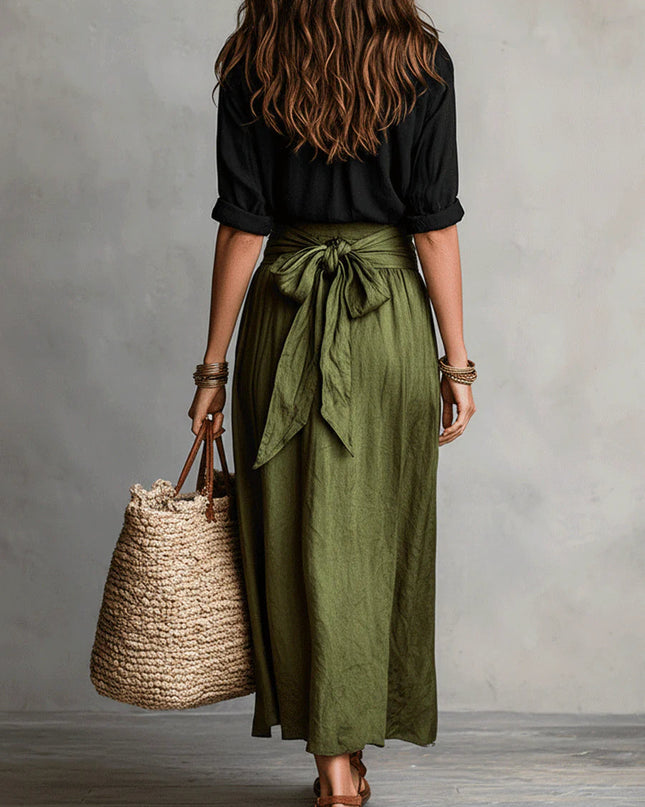Felicity | Relaxed Fit Button-Up Shirt and Flowing Midi Skirt Set