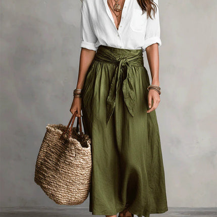 Felicity | Relaxed Fit Button-Up Shirt and Flowing Midi Skirt Set