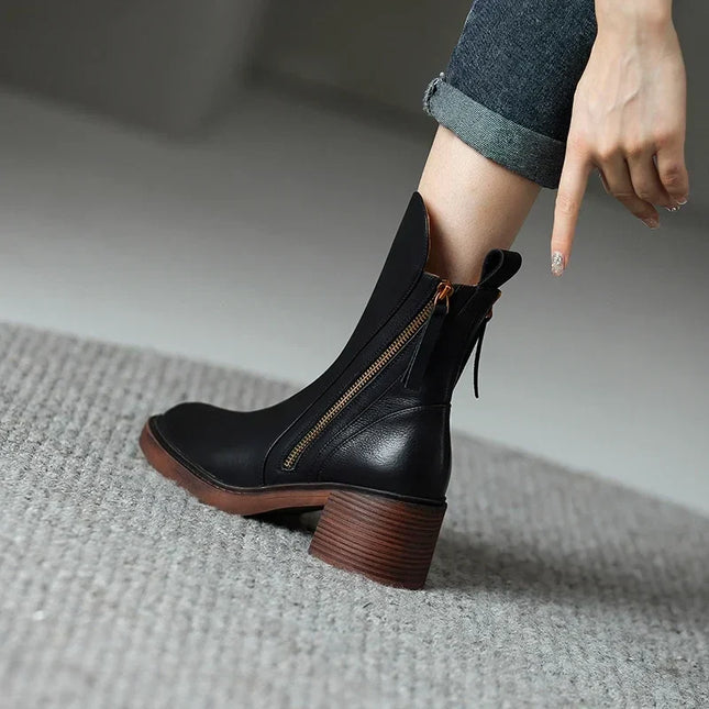 Genevieve | Classic Fit Leather Ankle Boots