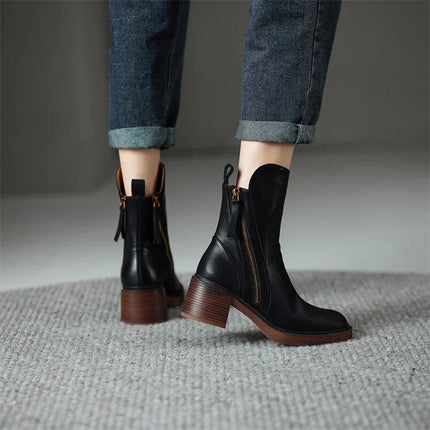 Genevieve | Classic Fit Leather Ankle Boots
