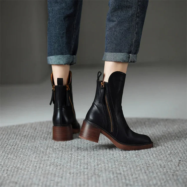 Genevieve | Classic Fit Leather Ankle Boots