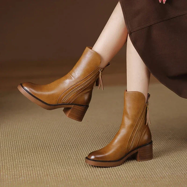 Genevieve | Classic Fit Leather Ankle Boots