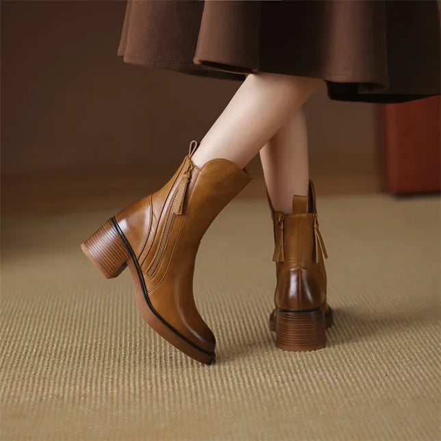 Genevieve | Classic Fit Leather Ankle Boots