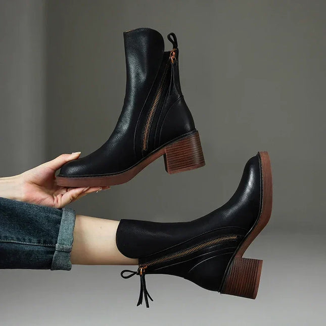 Genevieve | Classic Fit Leather Ankle Boots