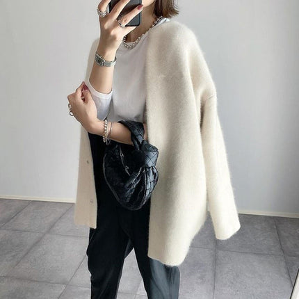 Harper | Relaxed Fit Gray Open-Front Cardigan