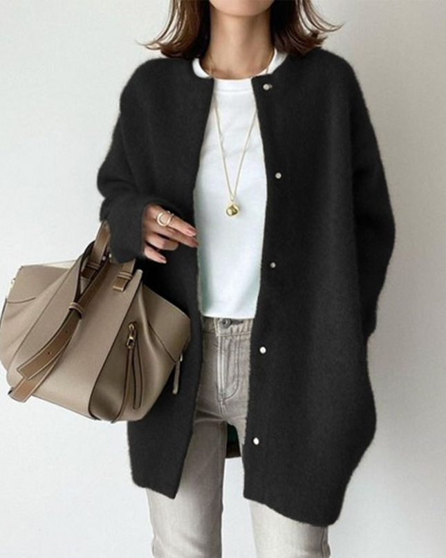 Harper | Relaxed Fit Gray Open-Front Cardigan