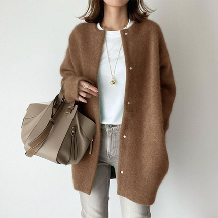 Harper | Relaxed Fit Gray Open-Front Cardigan