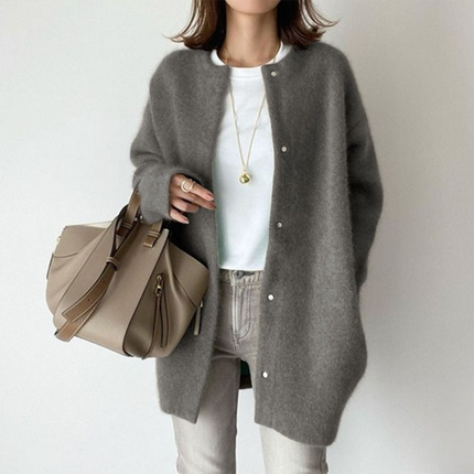 Harper | Relaxed Fit Gray Open-Front Cardigan