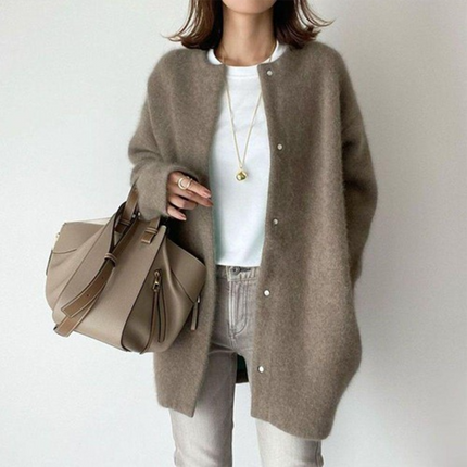 Harper | Relaxed Fit Gray Open-Front Cardigan
