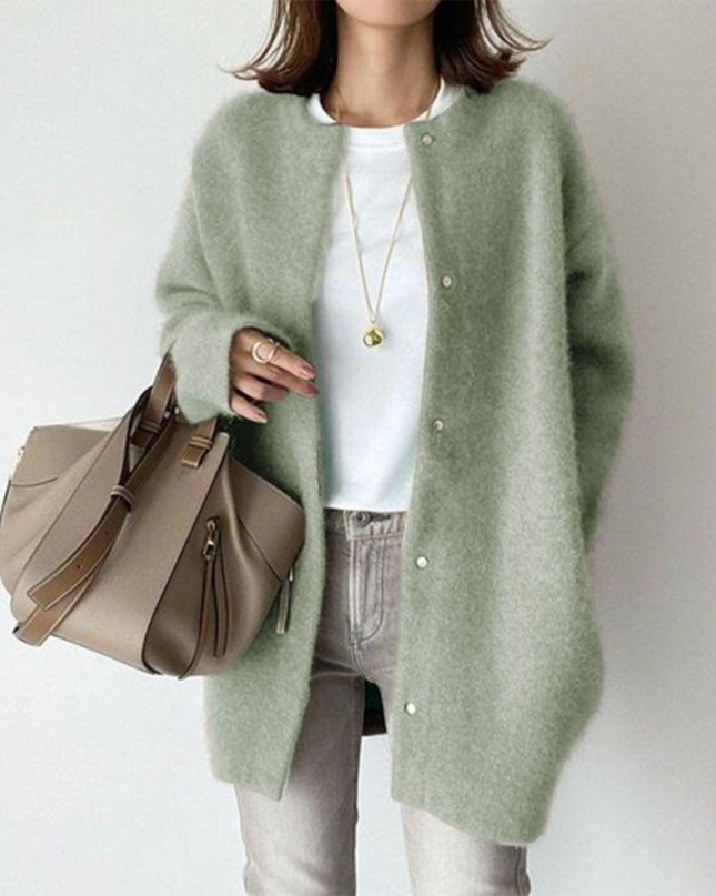 Harper | Relaxed Fit Gray Open-Front Cardigan