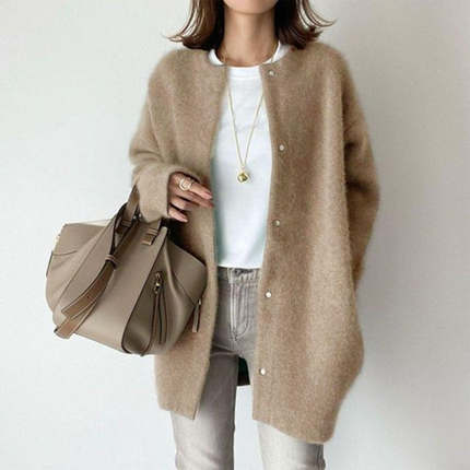 Harper | Relaxed Fit Gray Open-Front Cardigan