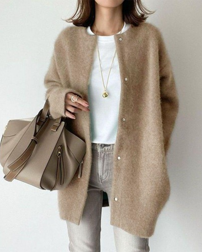 Harper | Relaxed Fit Gray Open-Front Cardigan