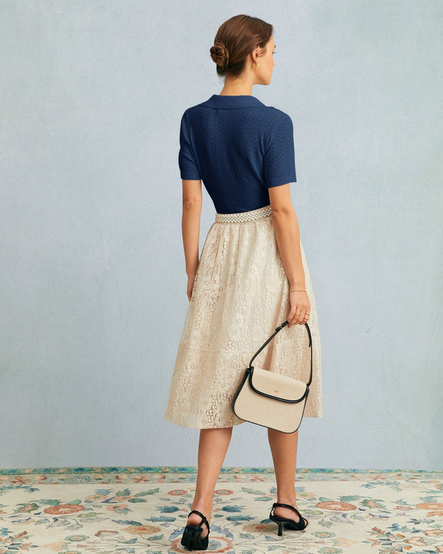 Hayden | Slim Fit Collared Pointelle Knit Top