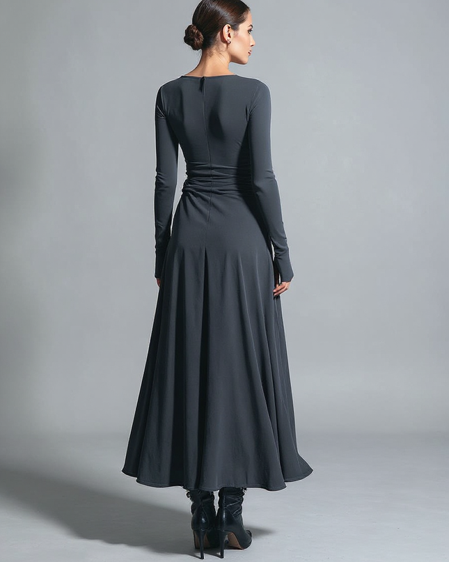 Irene | Sleek Fit Knot Detail Wrap Dress - Back View