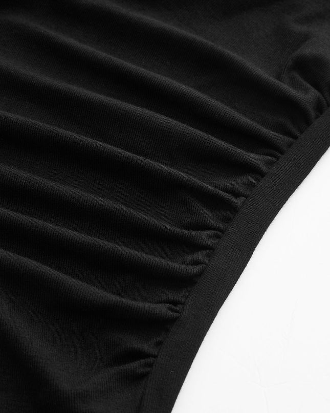 Jovana | Ribbed Knit Asymmetric Long Sleeve T-Shirt