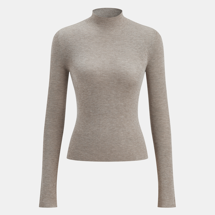 Katya | Fitted Mock Neck Wool-Blend Knit Top