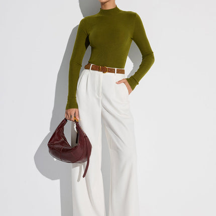 Katya | Fitted Mock Neck Wool-Blend Knit Top