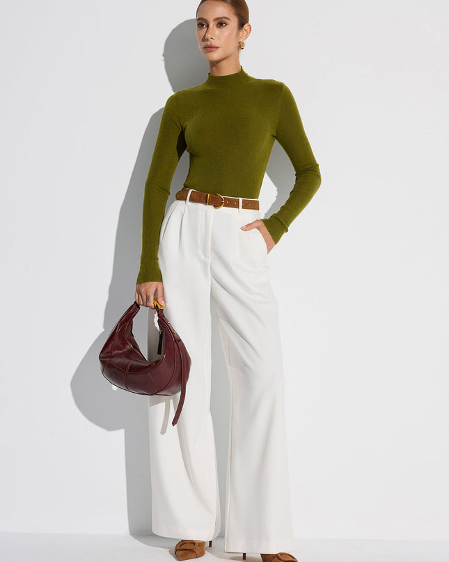 Katya | Fitted Mock Neck Wool-Blend Knit Top