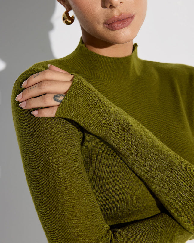 Katya | Fitted Mock Neck Wool-Blend Knit Top