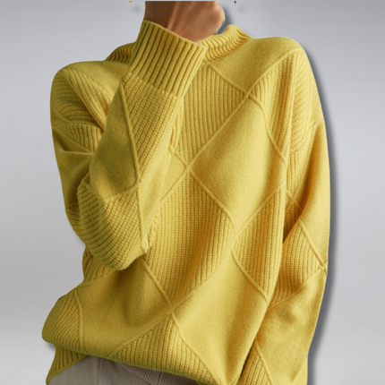 Katya | Oversized Turtleneck Diamond Knit Sweater