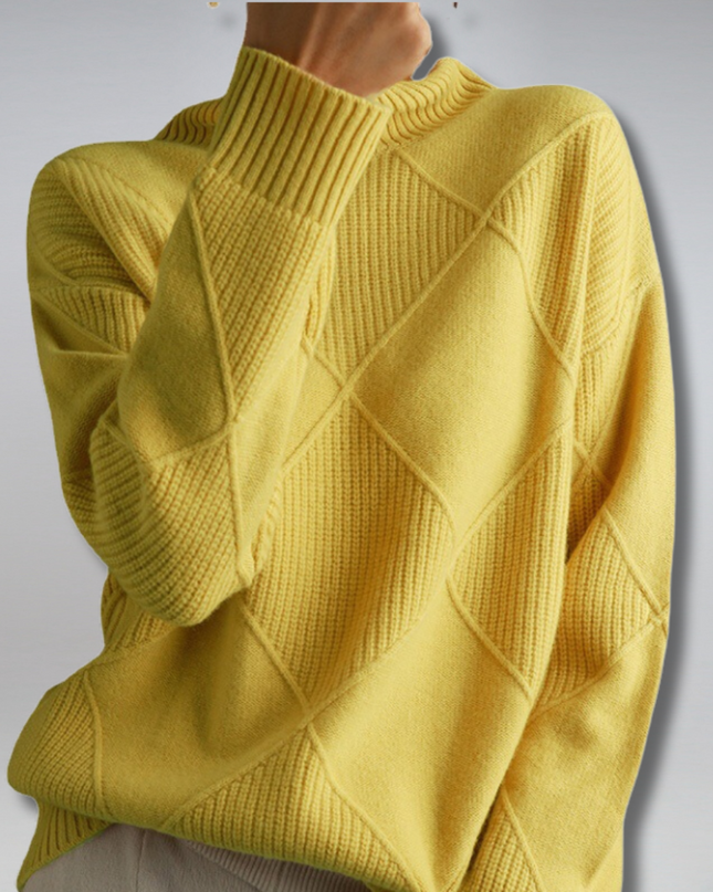 Katya | Oversized Turtleneck Diamond Knit Sweater