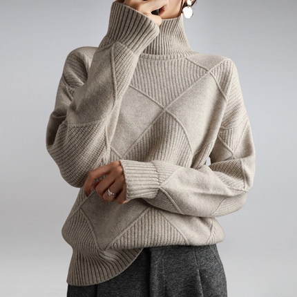 Katya | Oversized Turtleneck Diamond Knit Sweater