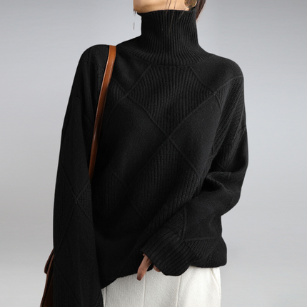 Katya | Oversized Turtleneck Diamond Knit Sweater