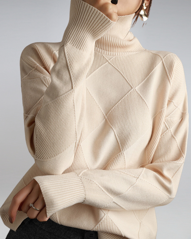 Katya | Oversized Turtleneck Diamond Knit Sweater