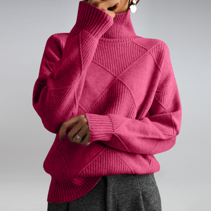 Katya | Oversized Turtleneck Diamond Knit Sweater