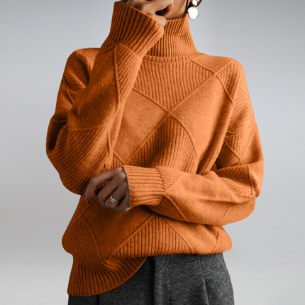 Katya | Oversized Turtleneck Diamond Knit Sweater