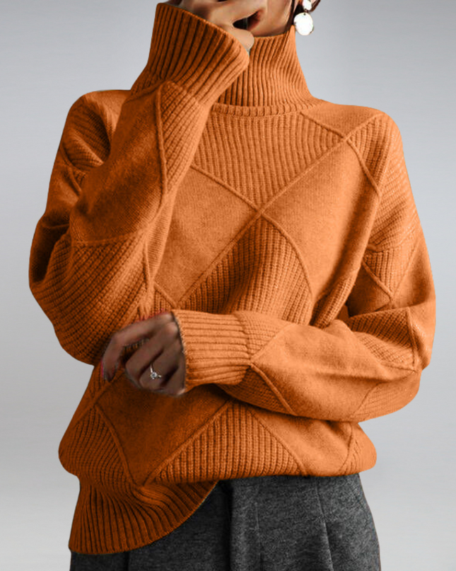 Katya | Oversized Turtleneck Diamond Knit Sweater