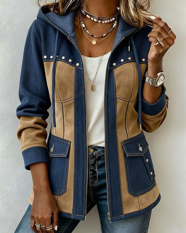 Leia | Shaped Fit Patchwork Hooded Jacket