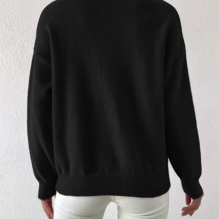 Lidia | Relaxed Fit Ribbed Funnel Neck Knitted Jumper