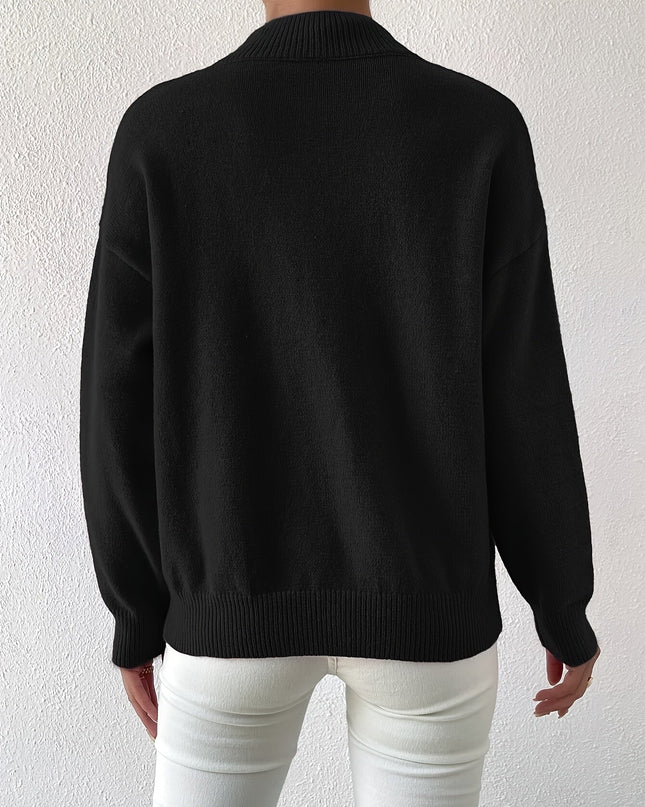 Lidia | Relaxed Fit Ribbed Funnel Neck Knitted Jumper