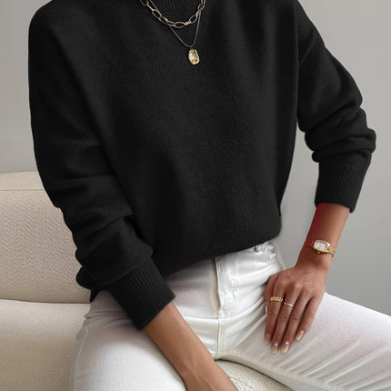 Lidia | Relaxed Fit Ribbed Funnel Neck Knitted Jumper