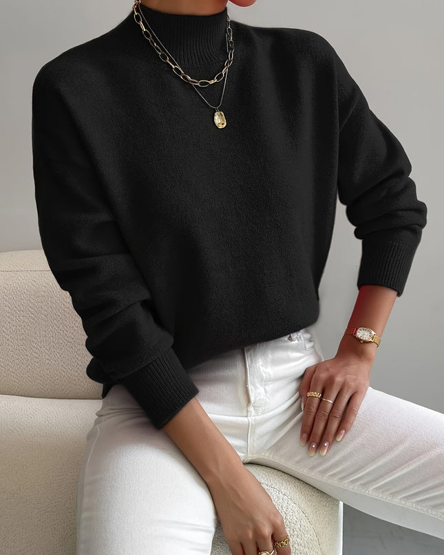 Lidia | Relaxed Fit Ribbed Funnel Neck Knitted Jumper