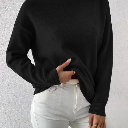Lidia | Relaxed Fit Ribbed Funnel Neck Knitted Jumper