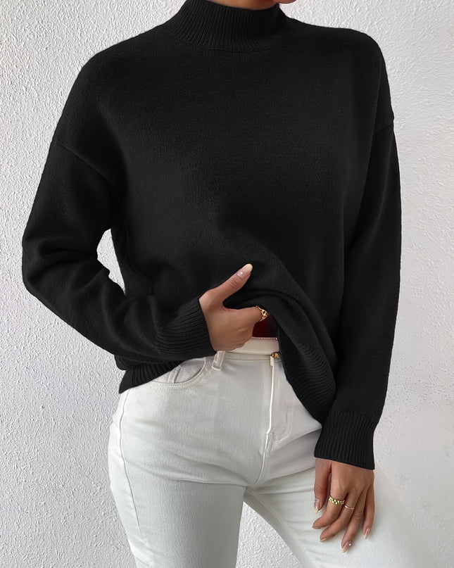 Lidia | Relaxed Fit Ribbed Funnel Neck Knitted Jumper