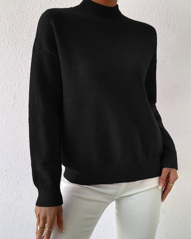 Lidia | Relaxed Fit Ribbed Funnel Neck Knitted Jumper