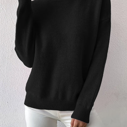 Lidia | Relaxed Fit Ribbed Funnel Neck Knitted Jumper