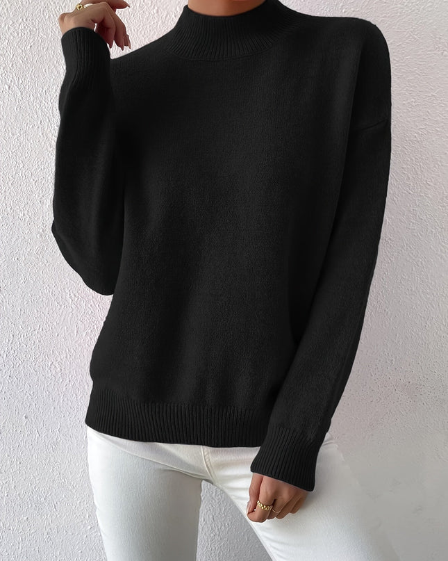 Lidia | Relaxed Fit Ribbed Funnel Neck Knitted Jumper