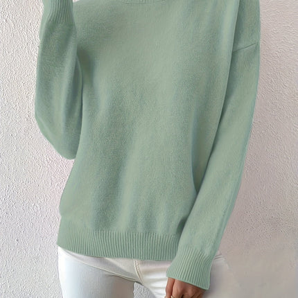 Lidia | Relaxed Fit Ribbed Funnel Neck Knitted Jumper
