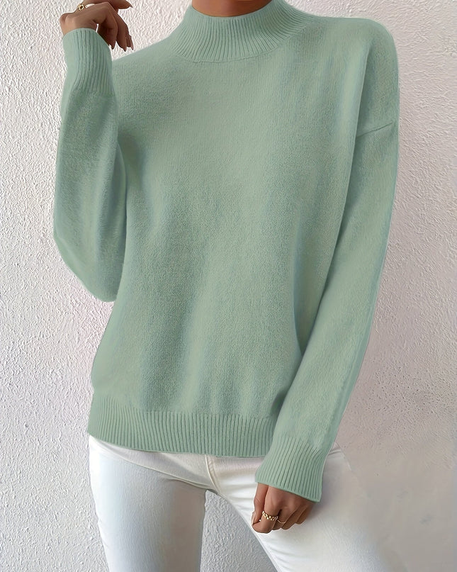 Lidia | Relaxed Fit Ribbed Funnel Neck Knitted Jumper