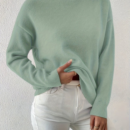 Lidia | Relaxed Fit Ribbed Funnel Neck Knitted Jumper